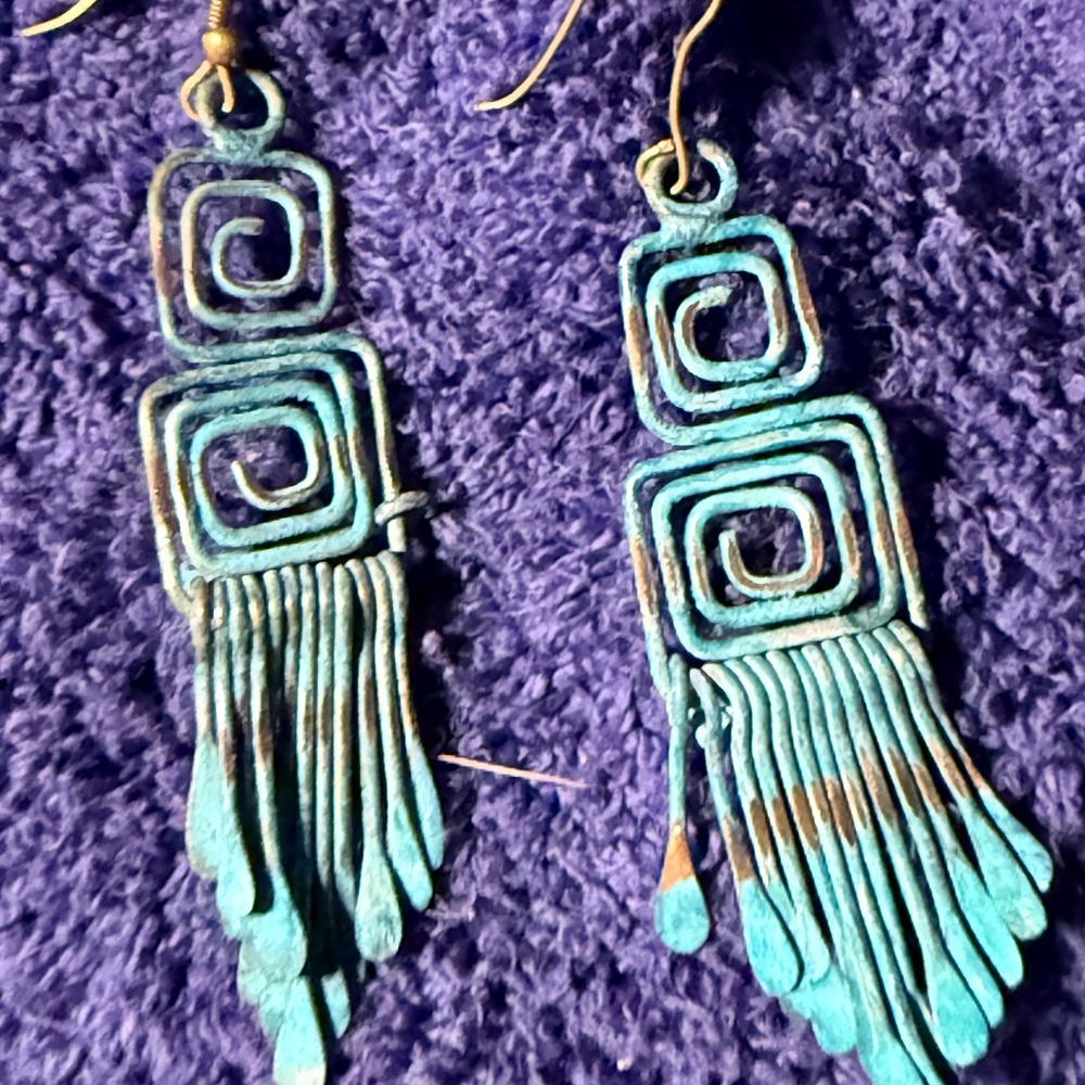 Artisan Turquoise Spiral Earrings